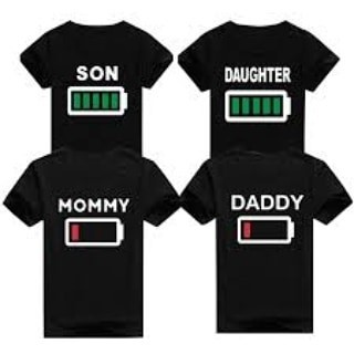 Couples Crew Neck Plain and Patterned T-shirt black - Image 5