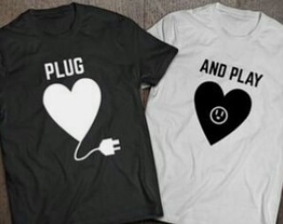 Couples Crew Neck Plain and Patterned T-shirt black - Image 6